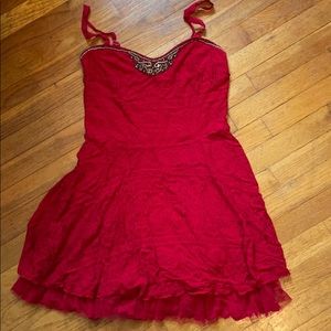 Free People Red Lace Mini Dress